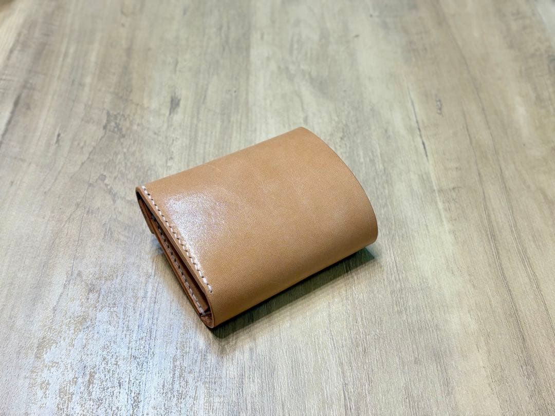 ハンドメイド 二つ折り財布 栃木レザー サドルレザー ナチュラル