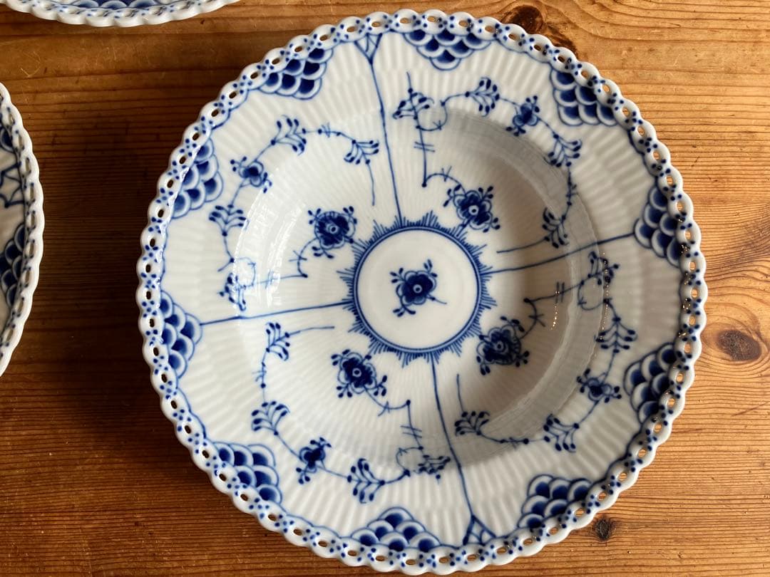 ロイヤルコペンハーゲン　ブルーフルーテッドフルレース　23スーププレート×3