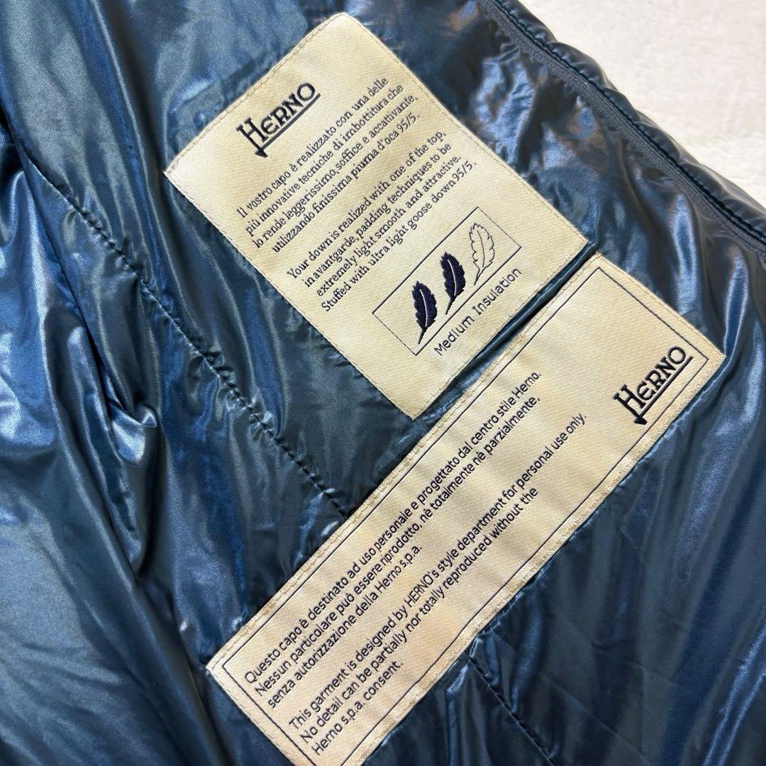 HERNOS レイヤードデザイン　ダウンジャケット　ネイビーグリーン系　42