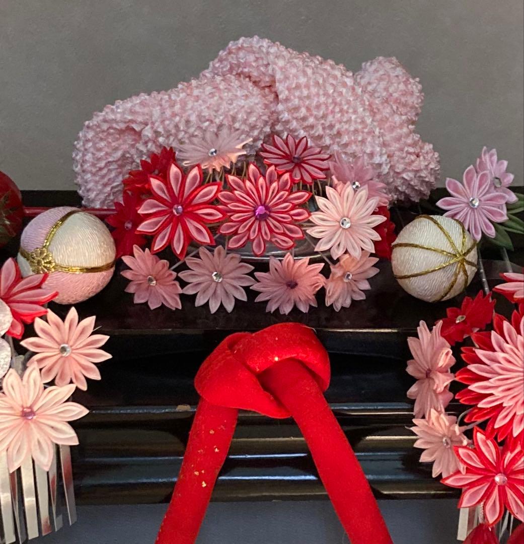 七五三 小さめさん対応　花櫛風コーム　花簪　ビラ簪　平打ち簪　玉飾り　Uピン簪