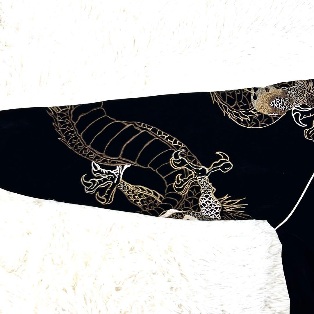 新品級 タグ付き 絡繰魂 粋 別珍 スカジャン ドラゴン刺繍 Lサイズ ブラック