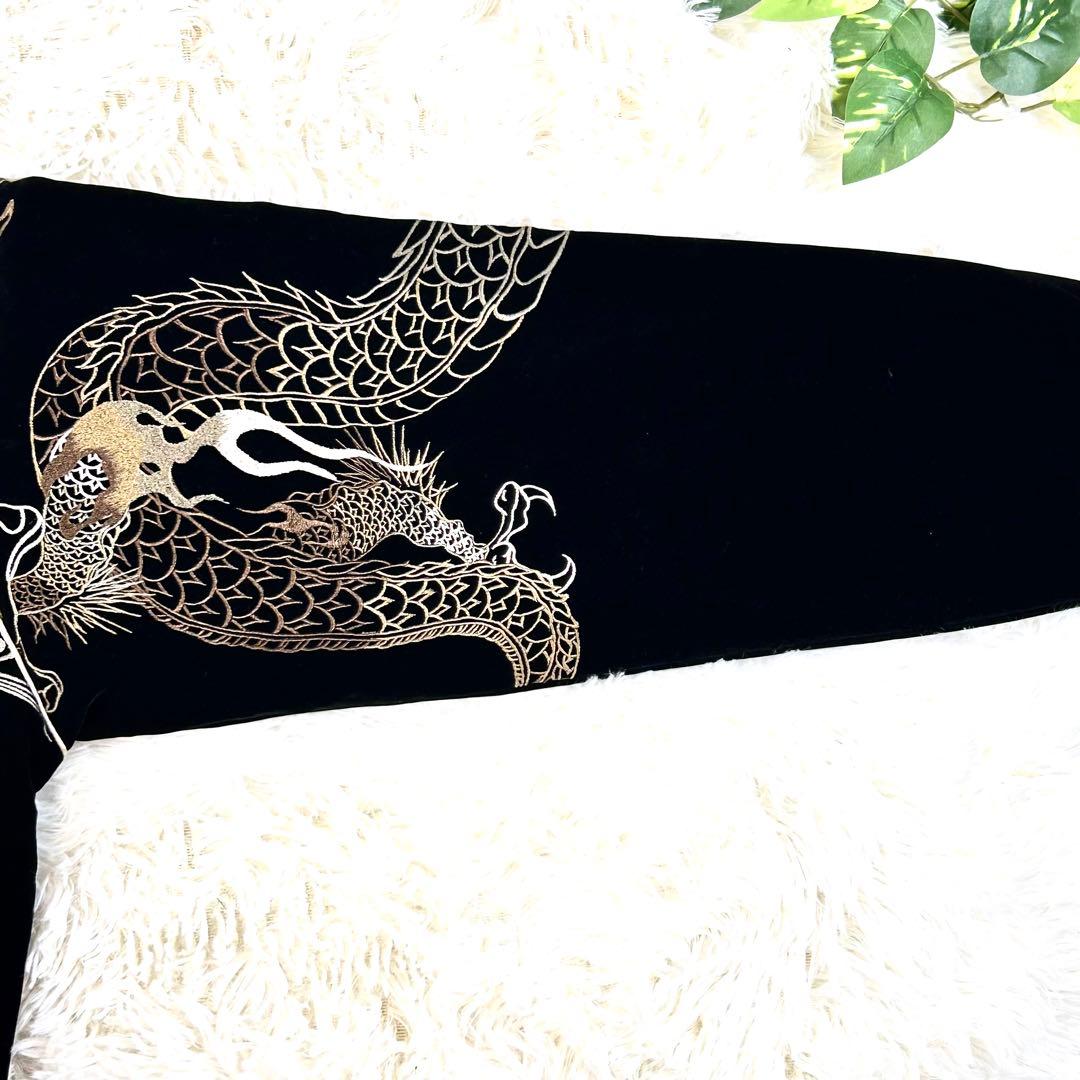 新品級 タグ付き 絡繰魂 粋 別珍 スカジャン ドラゴン刺繍 Lサイズ ブラック