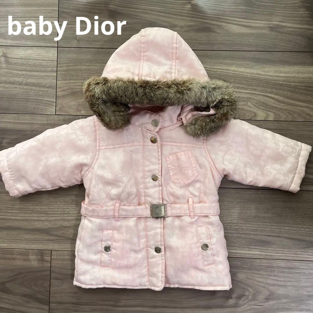 ベビーディオールのダウンコート　3way ピンク　フード取り外し可