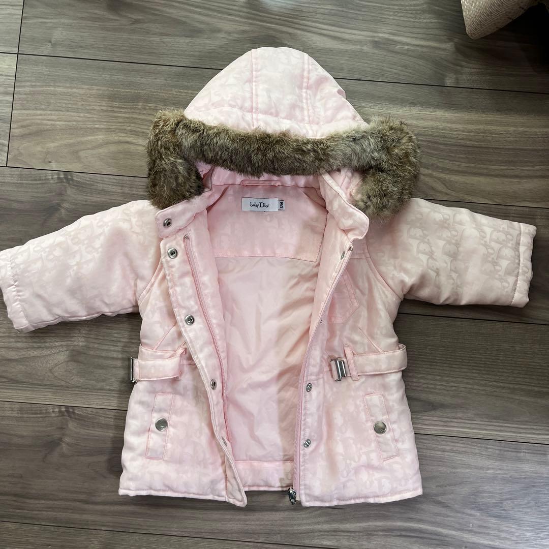 ベビーディオールのダウンコート　3way ピンク　フード取り外し可