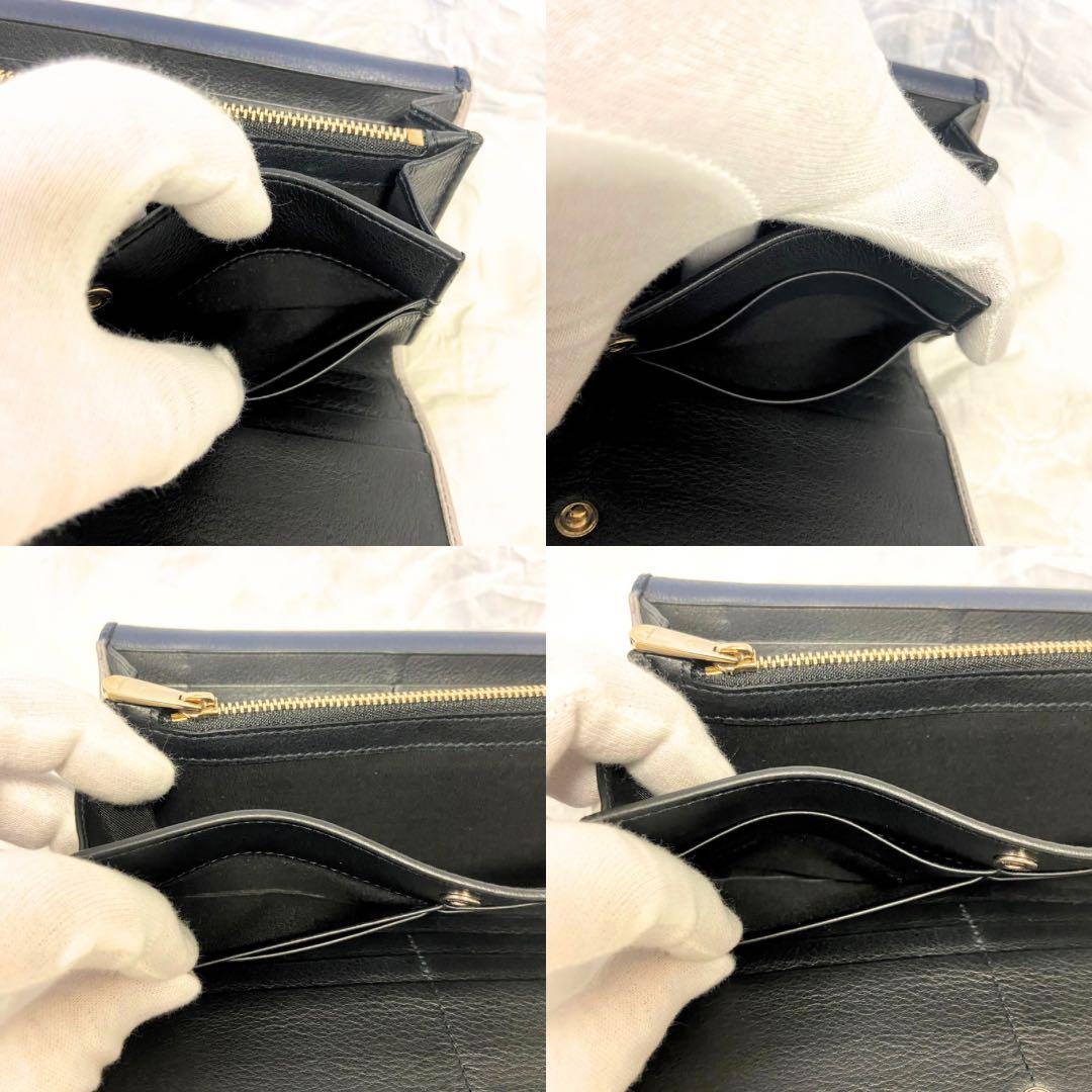 【美品】Salvatore Ferragamo 三つ折り財布 ネイビー/グレー