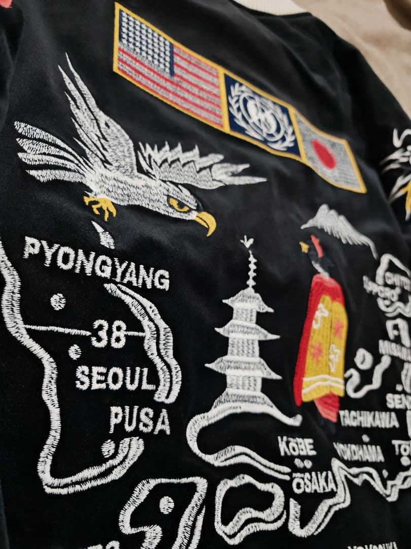 HOUSTON USA 日本 美品 別珍 芸者 龍鷲 スカジャン vintage