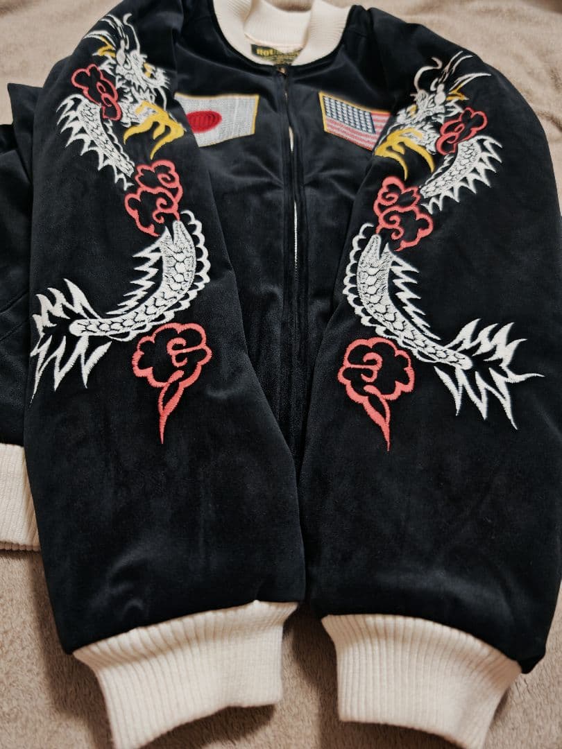 HOUSTON USA 日本 美品 別珍 芸者 龍鷲 スカジャン vintage