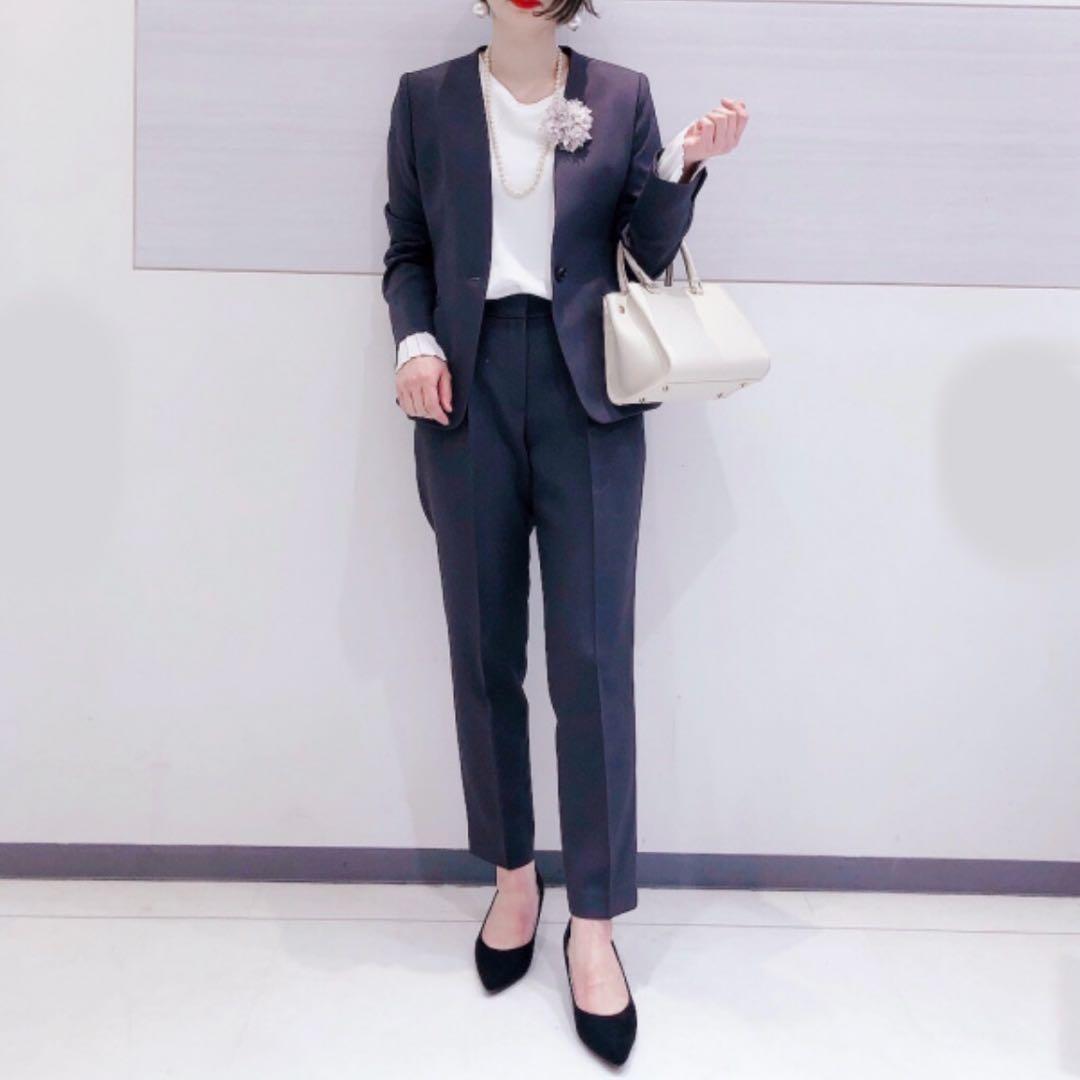 PLST プレミアムオックスカラーレスジャケット&パンツ スーツ 小さめサイズ