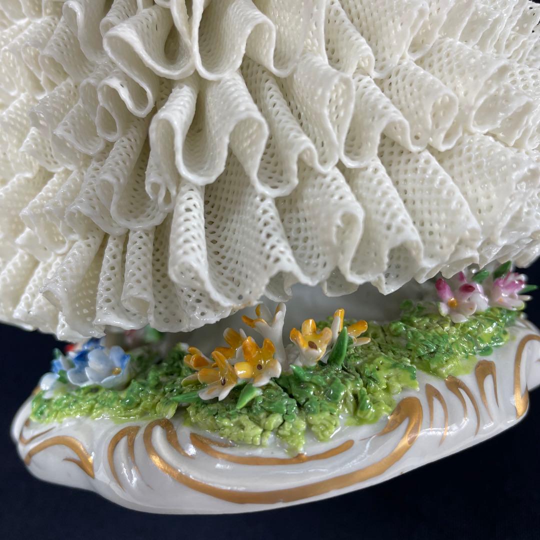 sitzendorfer/ジッツェンドルファ、フィギュリン、大きな花かご、陶磁器