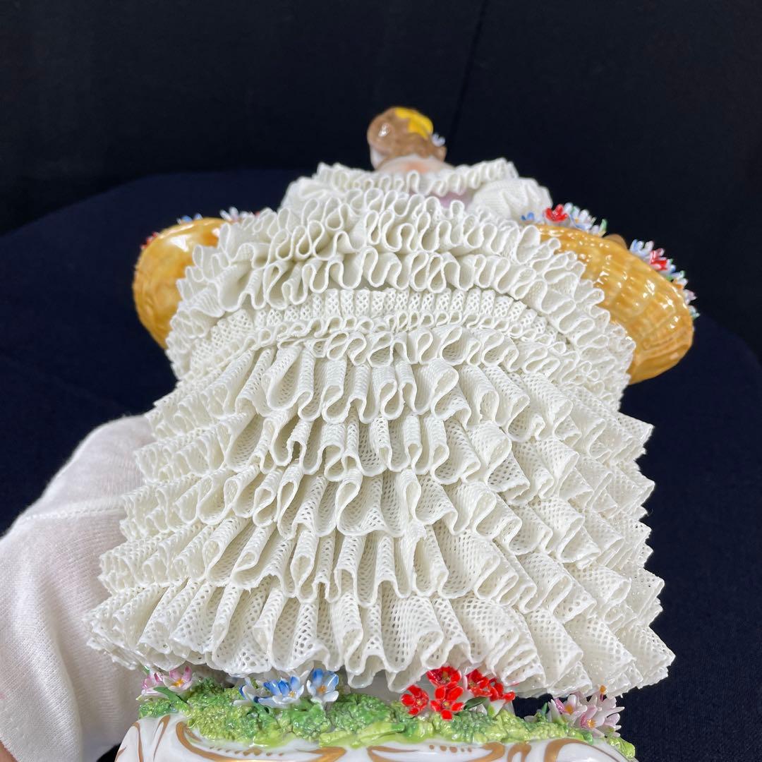 sitzendorfer/ジッツェンドルファ、フィギュリン、大きな花かご、陶磁器