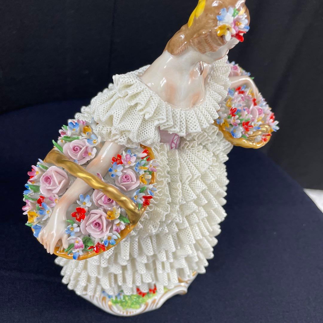 sitzendorfer/ジッツェンドルファ、フィギュリン、大きな花かご、陶磁器