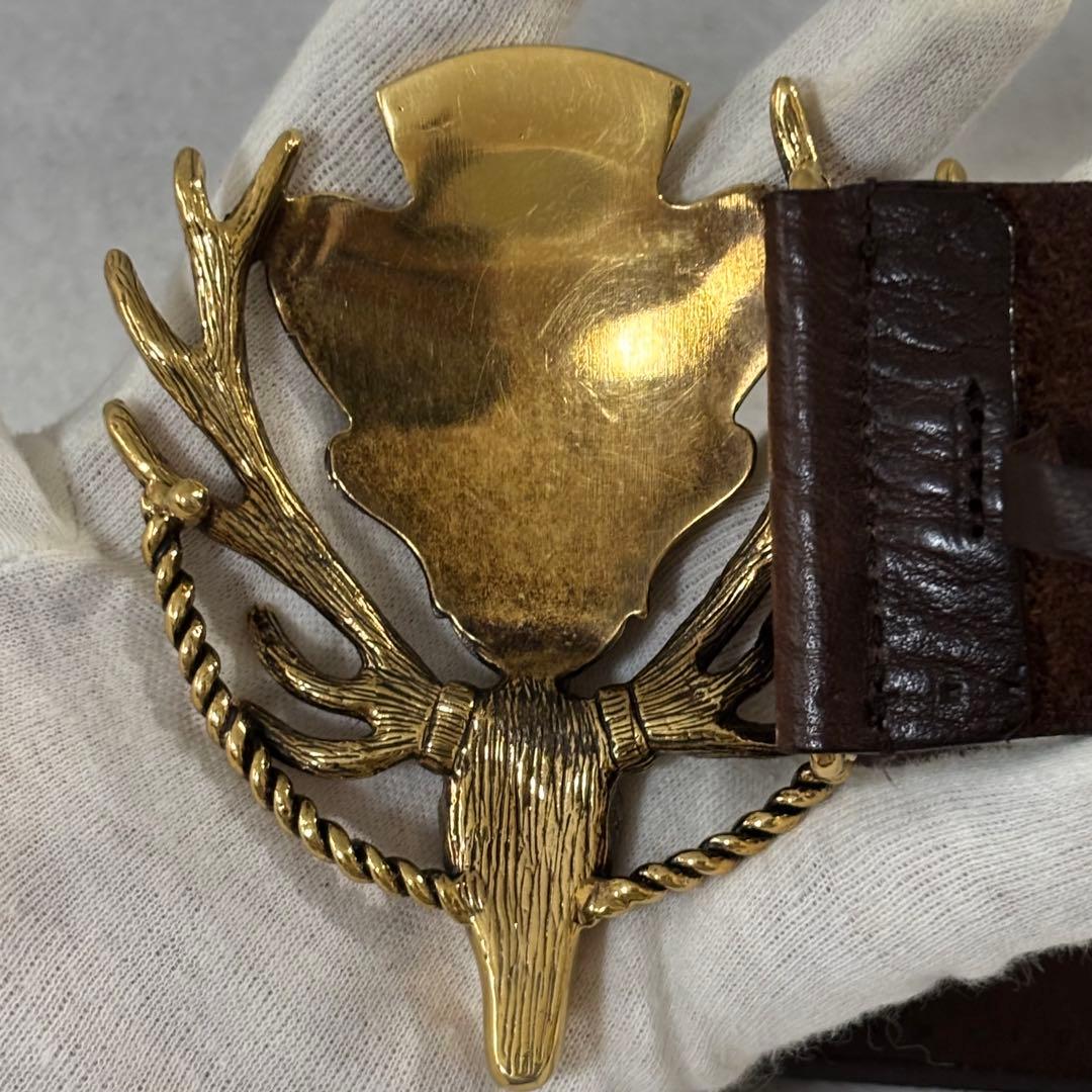 ［美品］グッチ　ディアクレスト　バックル大きめ　ブラウン　ゴールド　50mm