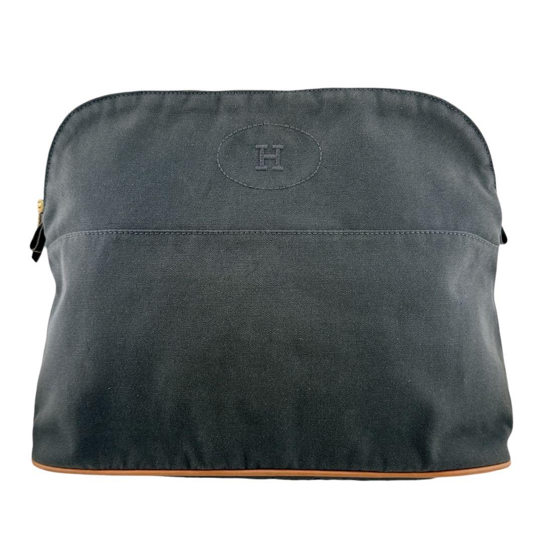 希少◇美品◇エルメス キャンバス ボリードポーチTGM ポーチ 大きめ グレー