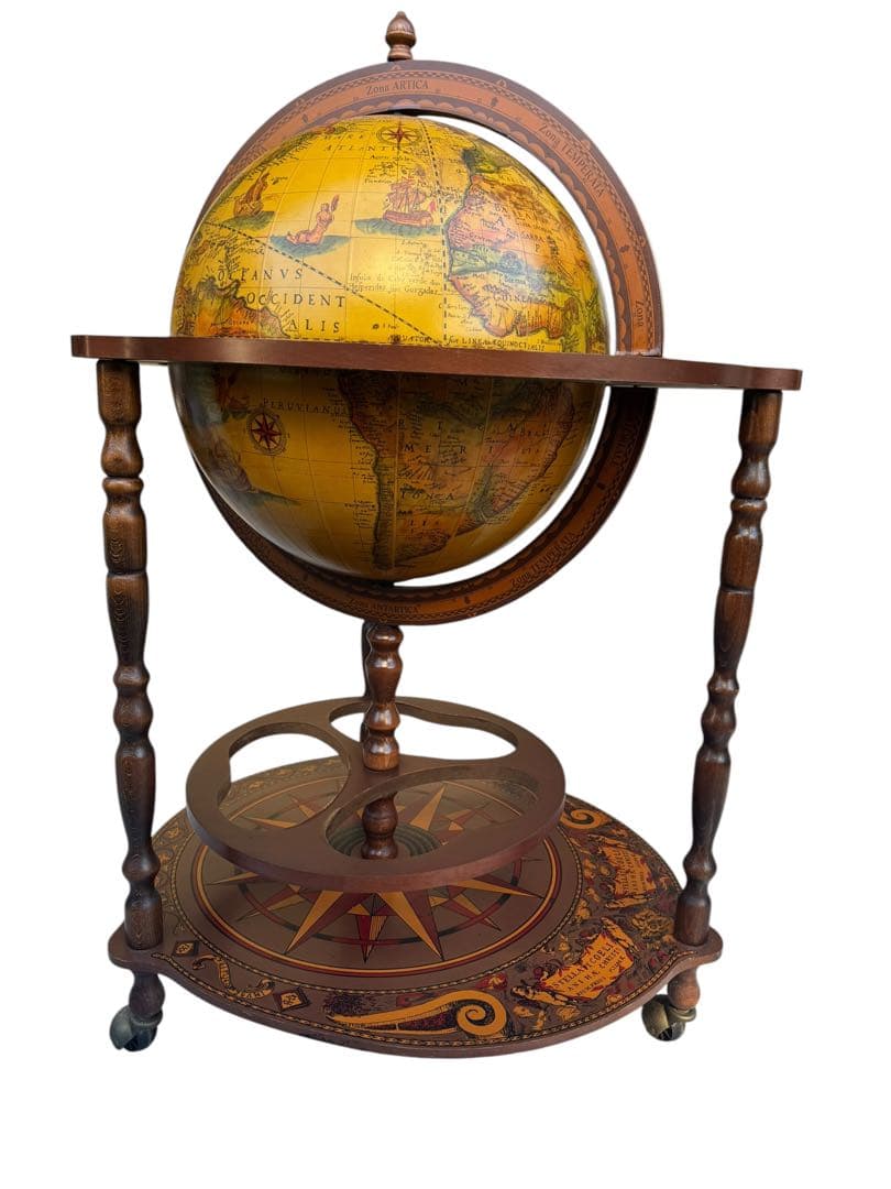 【希少品】イタリア製 ワインセラー ワインラック 地球儀 キャスター付 レトロ