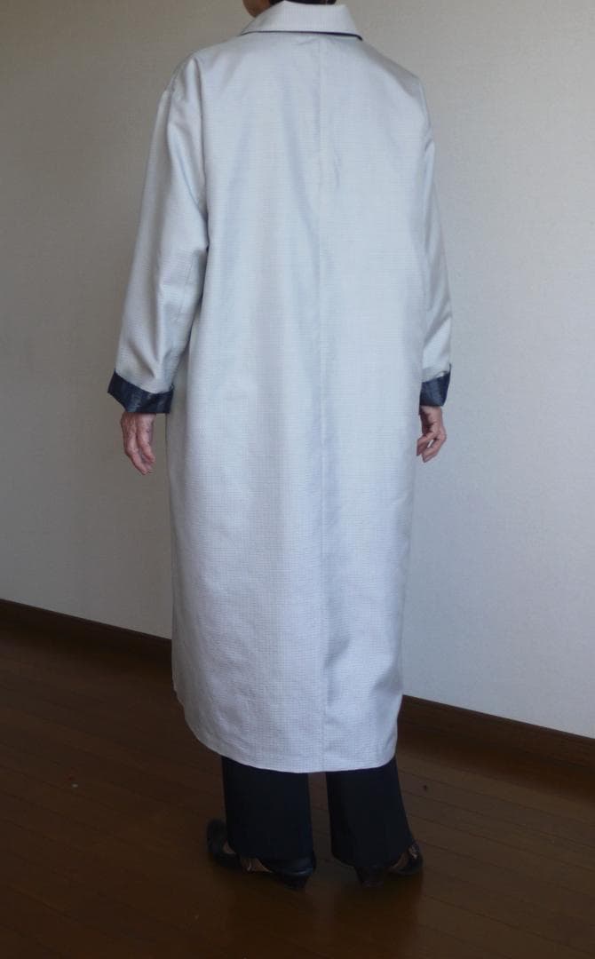 専用　大胆竹模様の大島紬×白亀甲紬　リバーシブルコート　着物リメイク