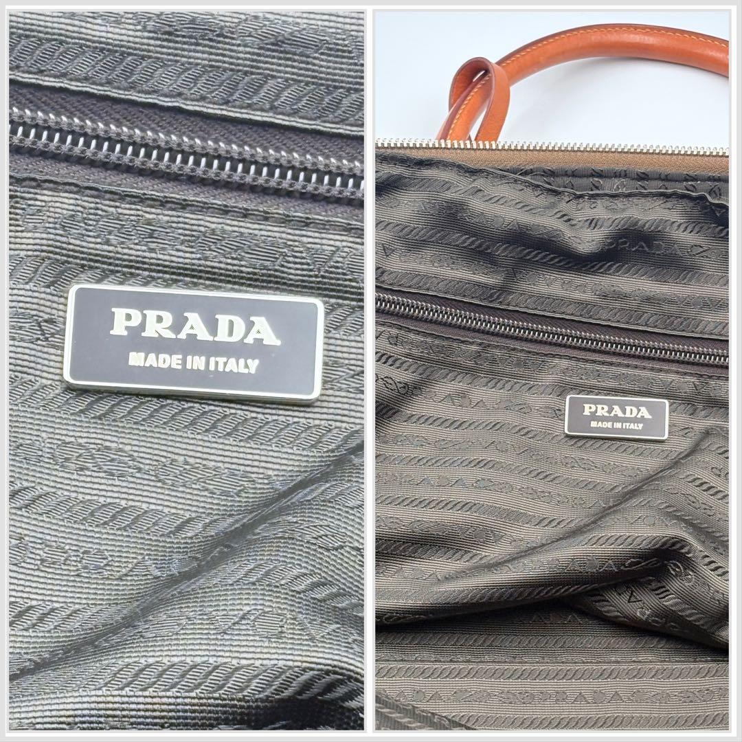 極美品PRADA カナパキャンバス×レザー ボストンバッグ 保存袋付