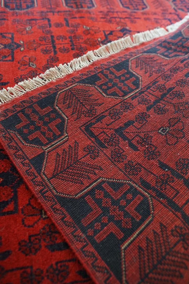 195×121cm アフガニスタン手織り絨毯 カールモハメディ トライバルラグ