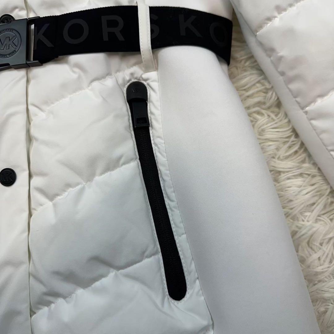 未使用級✨マイケルコース ダウンコート ベルト 白 Sサイズ フード ファー