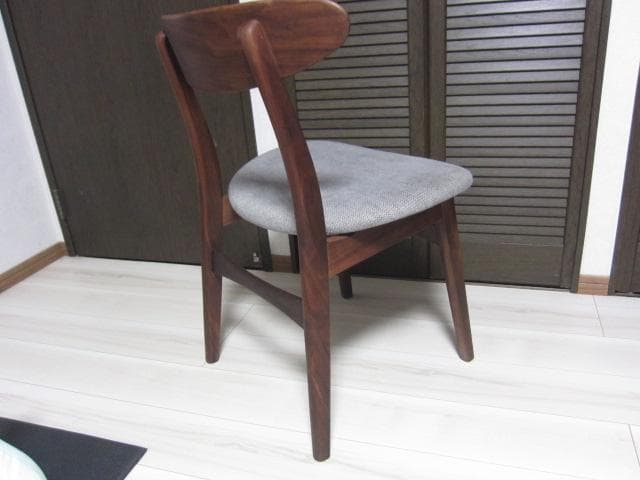 NOCE/ノーチェ ウォールナット天然木チェア MK11A ライトグレー　②