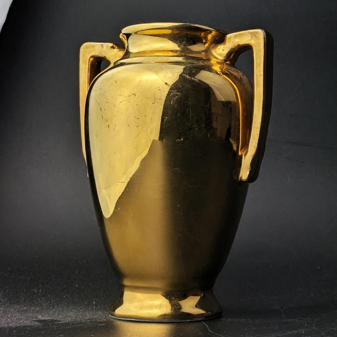 ノリタケ森村組 Mリース 金彩花瓶ミニ 1911-1920年代 双耳 輸出品