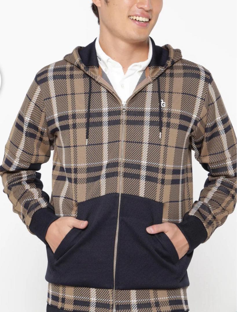 新品　パーリーゲイツ　パーカー　フーディ　ジャケット　チェック　サイズ4