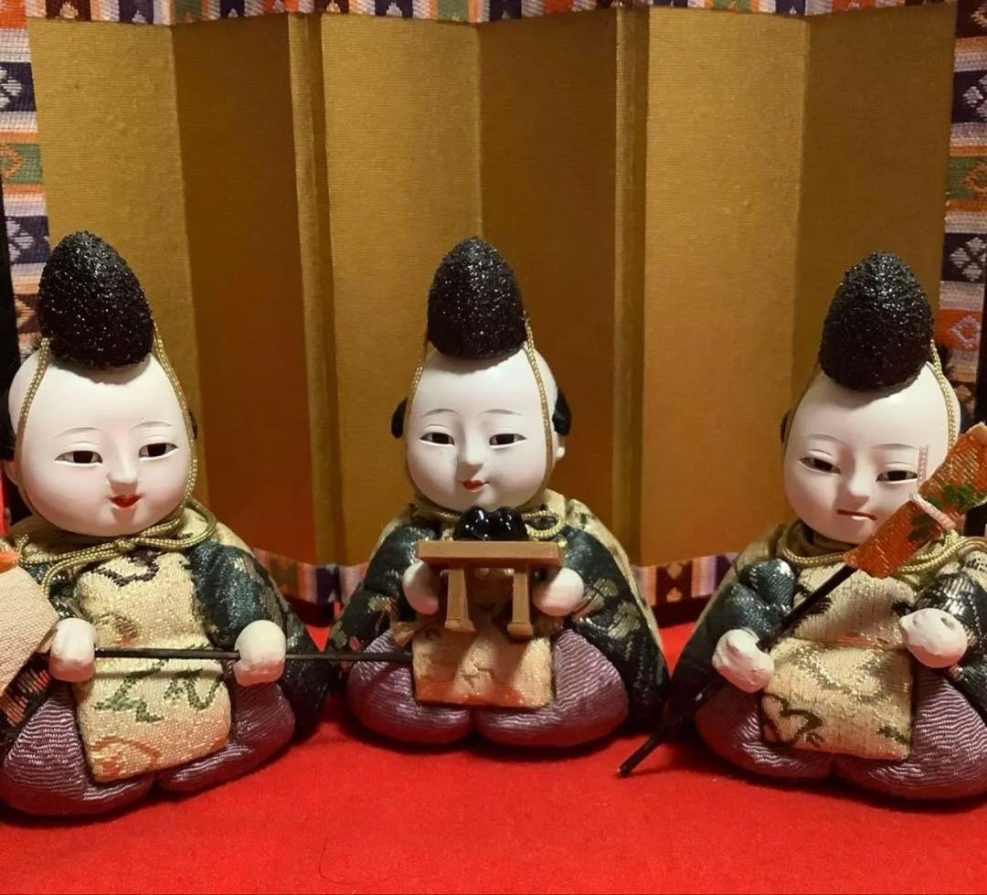 木目込み人形　１５人揃え】西陣織着物　ひな祭り お雛様古民具