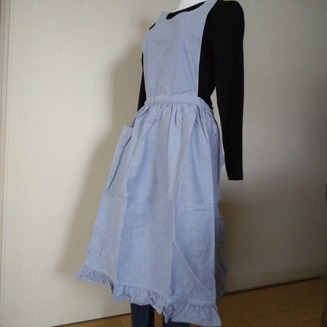 Ralph Lauren ブルーフリルエプロン 未使用タグ付きシャンブレー