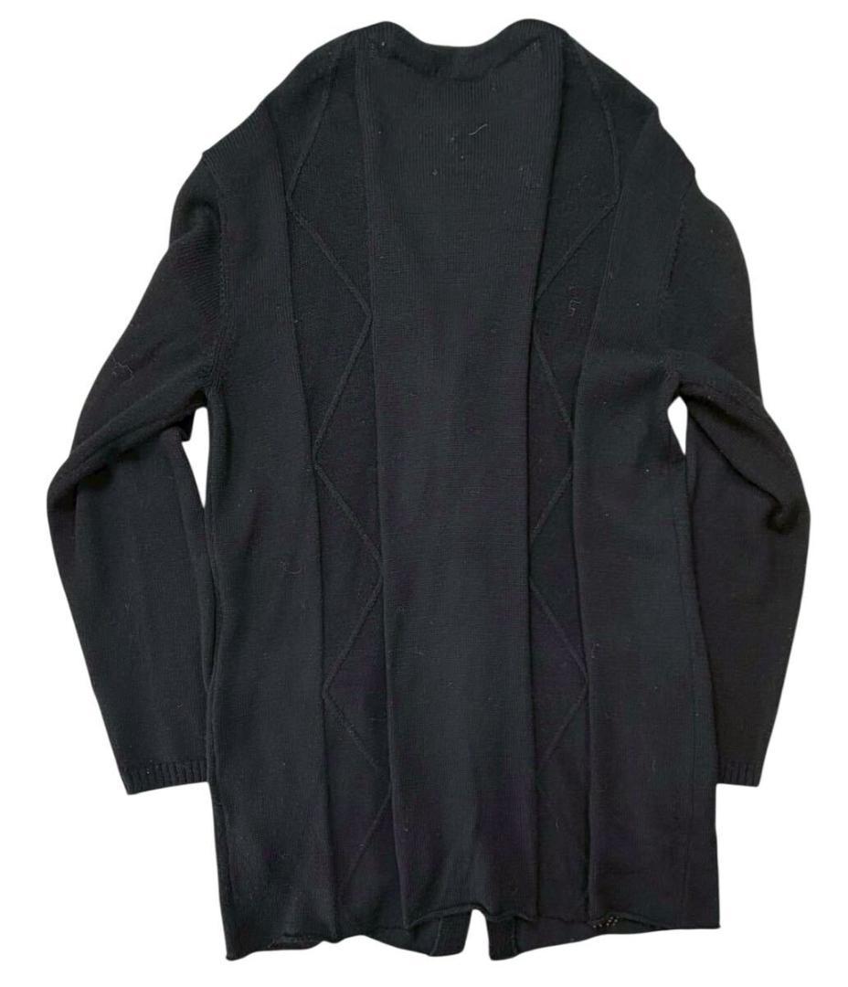 ヨウジヤマモト プールオム ウール ロングニット カーディガン ブラック 3