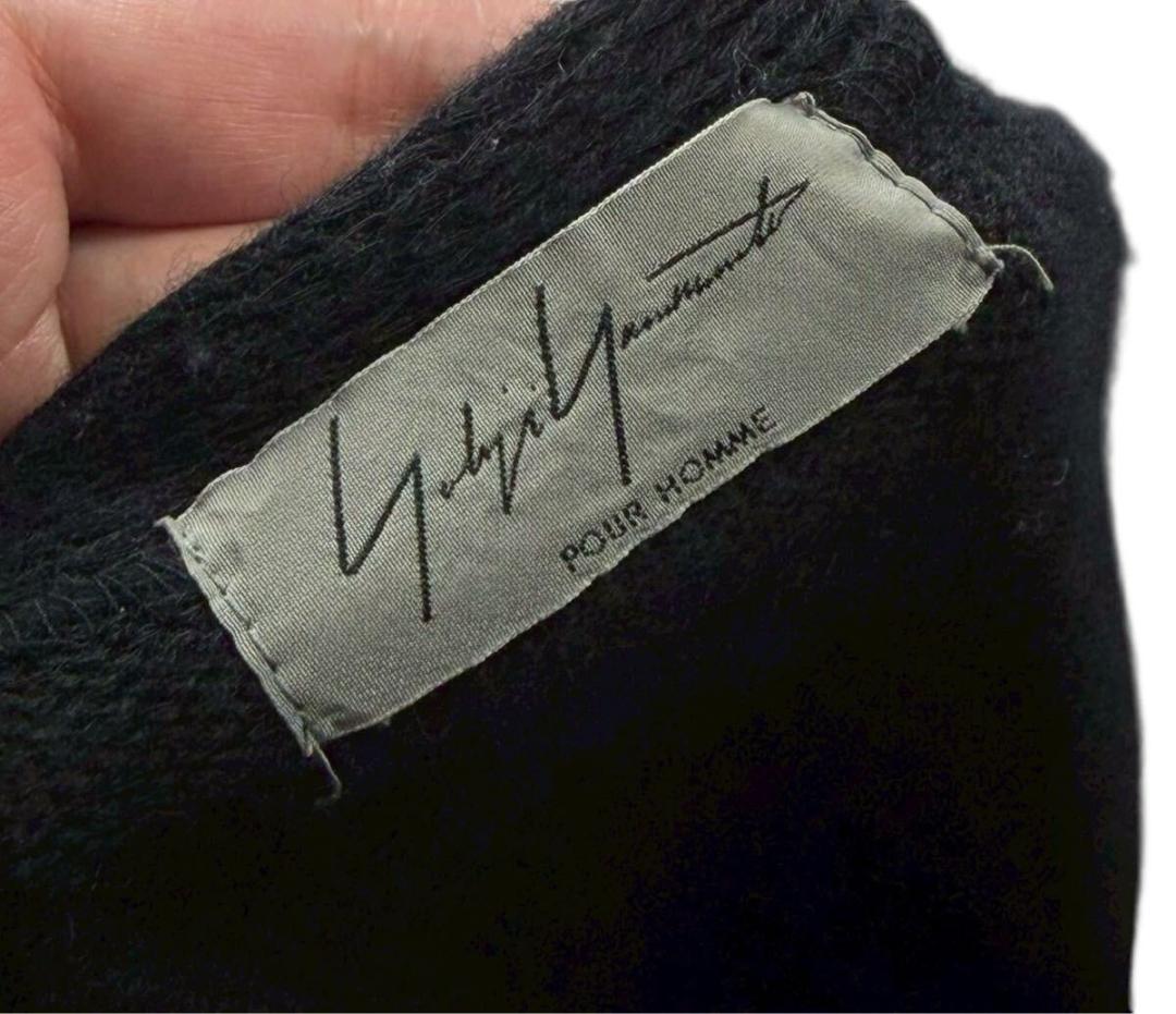 ヨウジヤマモト プールオム ウール ロングニット カーディガン ブラック 3