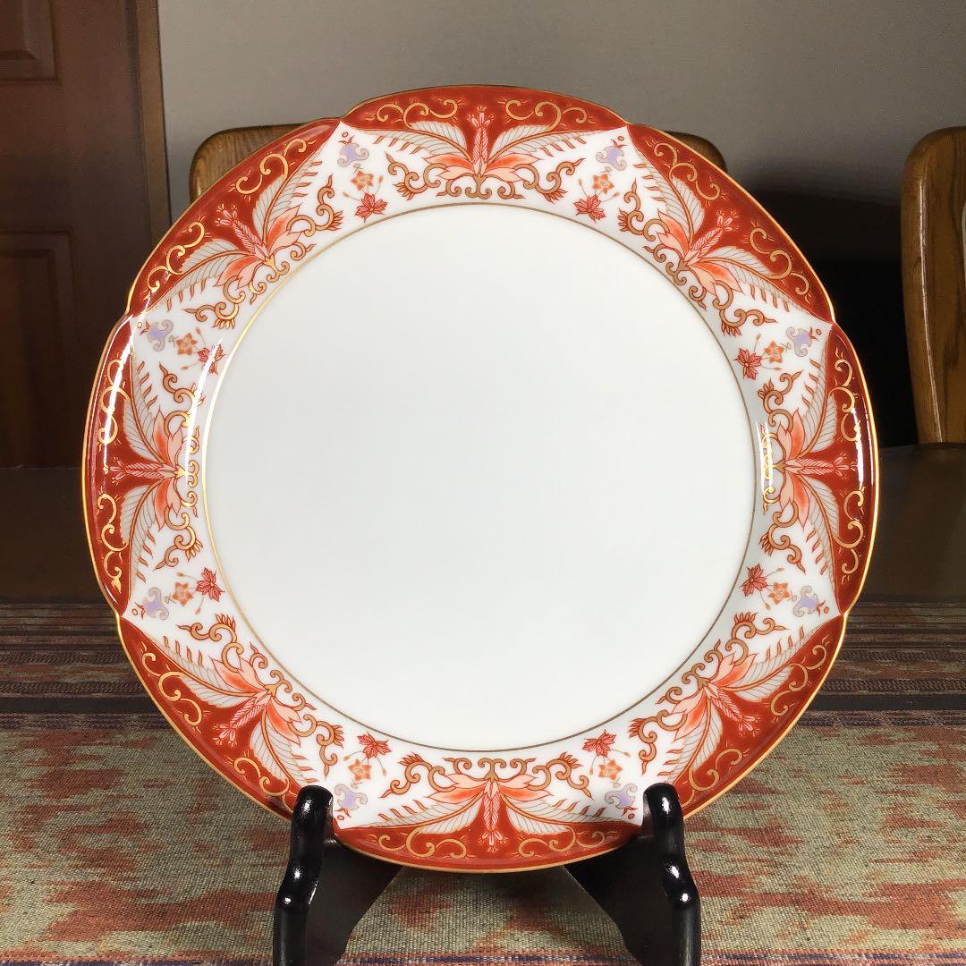 其泉　鹿鳴館『赤濃金彩 唐草』　カップ&ソーサー　ミート皿　5組