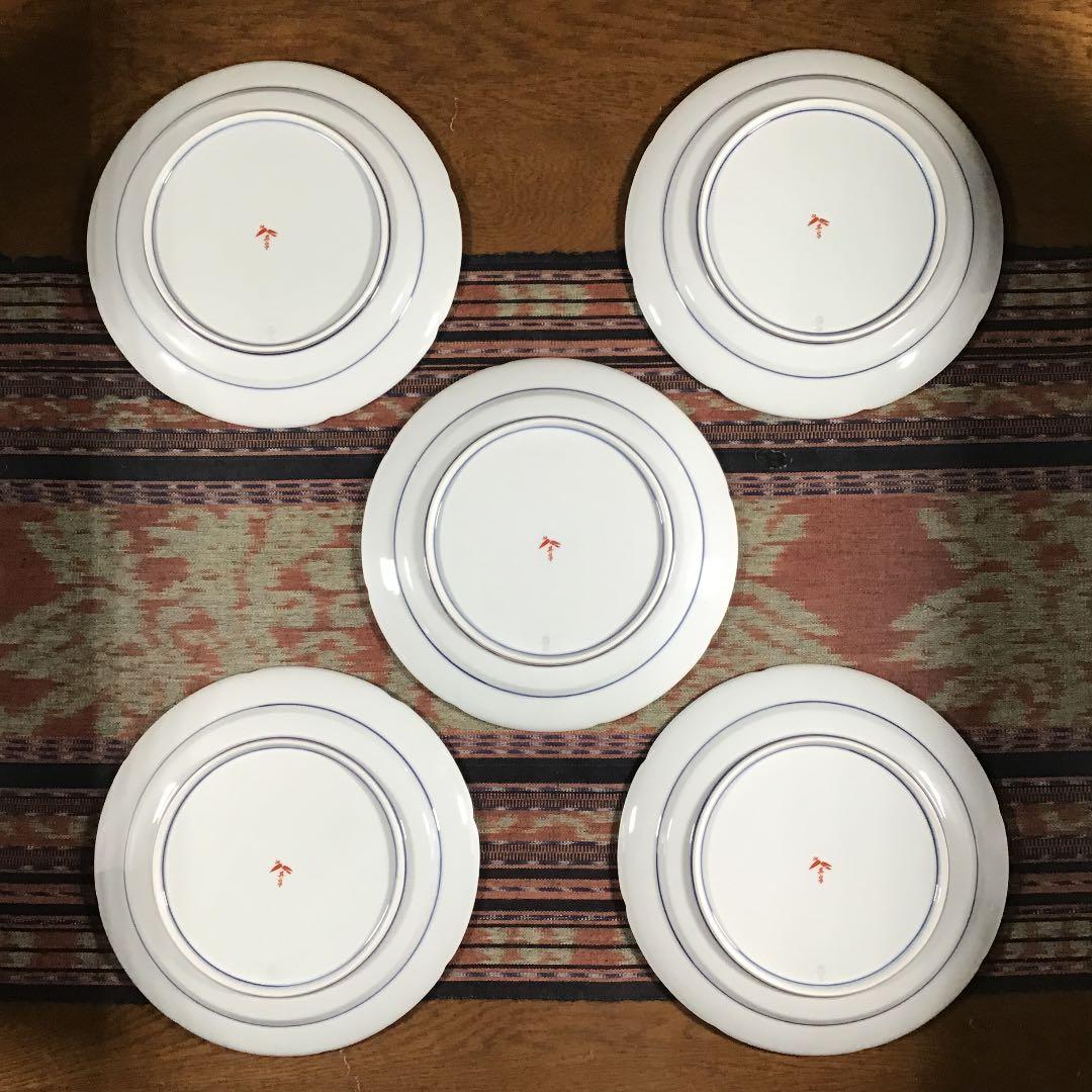 其泉　鹿鳴館『赤濃金彩 唐草』　カップ&ソーサー　ミート皿　5組