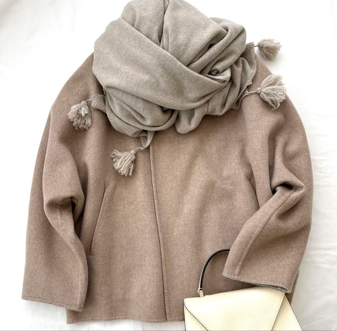 極暖 MYLAN カシミヤ100%大盤ストール 希少色ベージュ トロけるカシミヤ