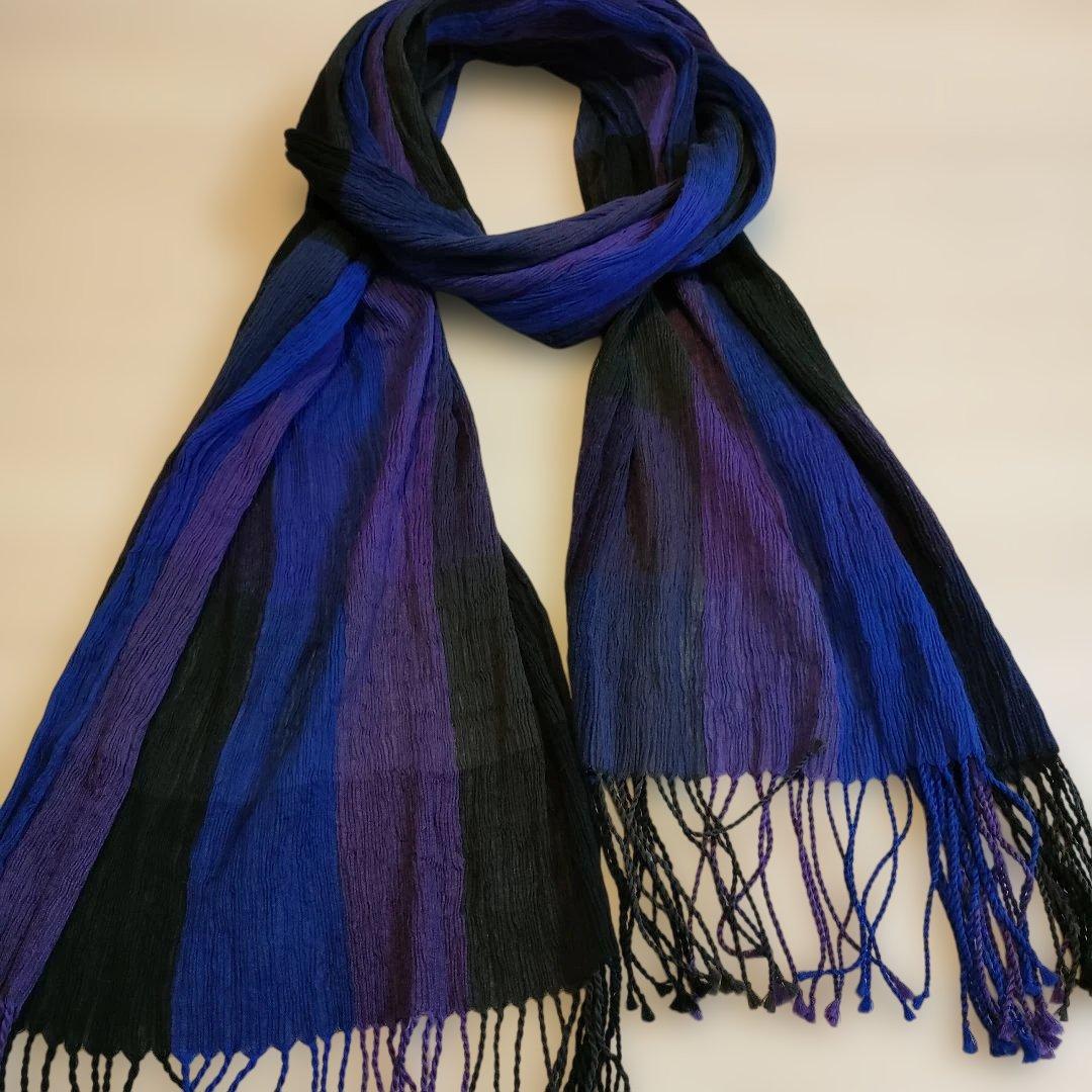 ISSEY MIYAKE MEN チェック柄マフラー　ストール　プリーツ