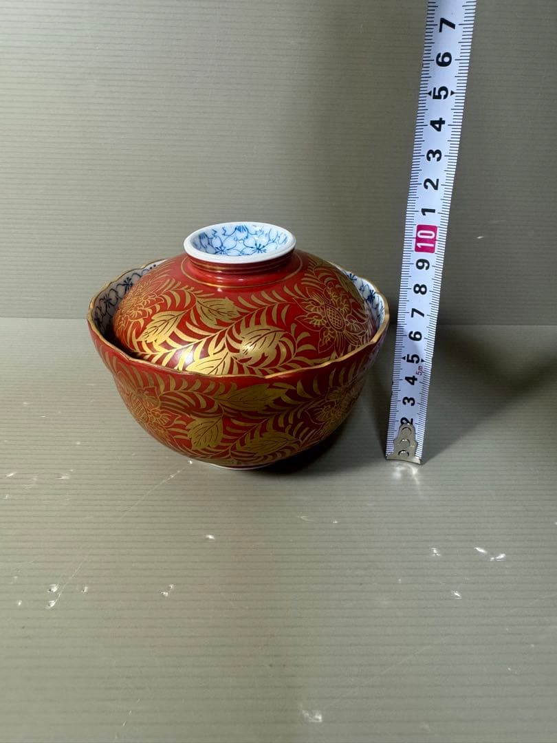 2569  呉福　金襴手　蓋付碗　2客　未使用