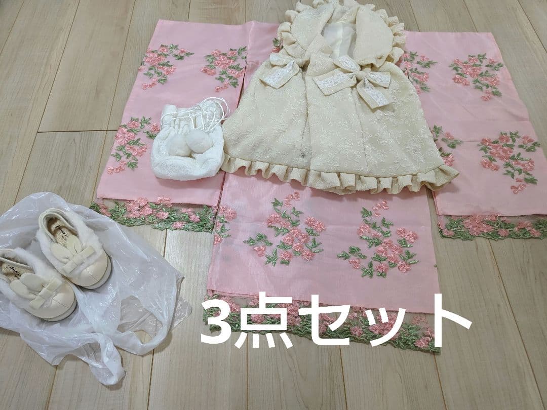 七五三　チュールレース着物ワンピース 被布　セット