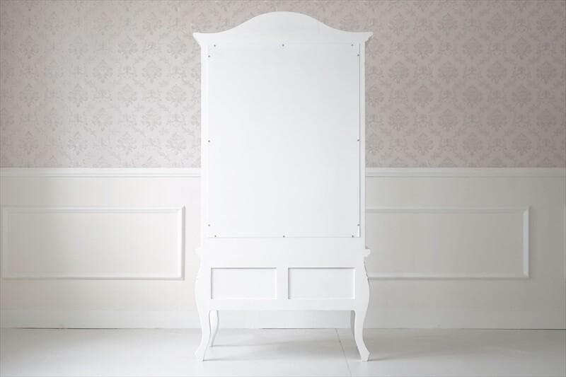 マホガニーの温もり｜ガラス キャビネット WH　ホワイト幅79ｃｍ高さ154ｃｍ