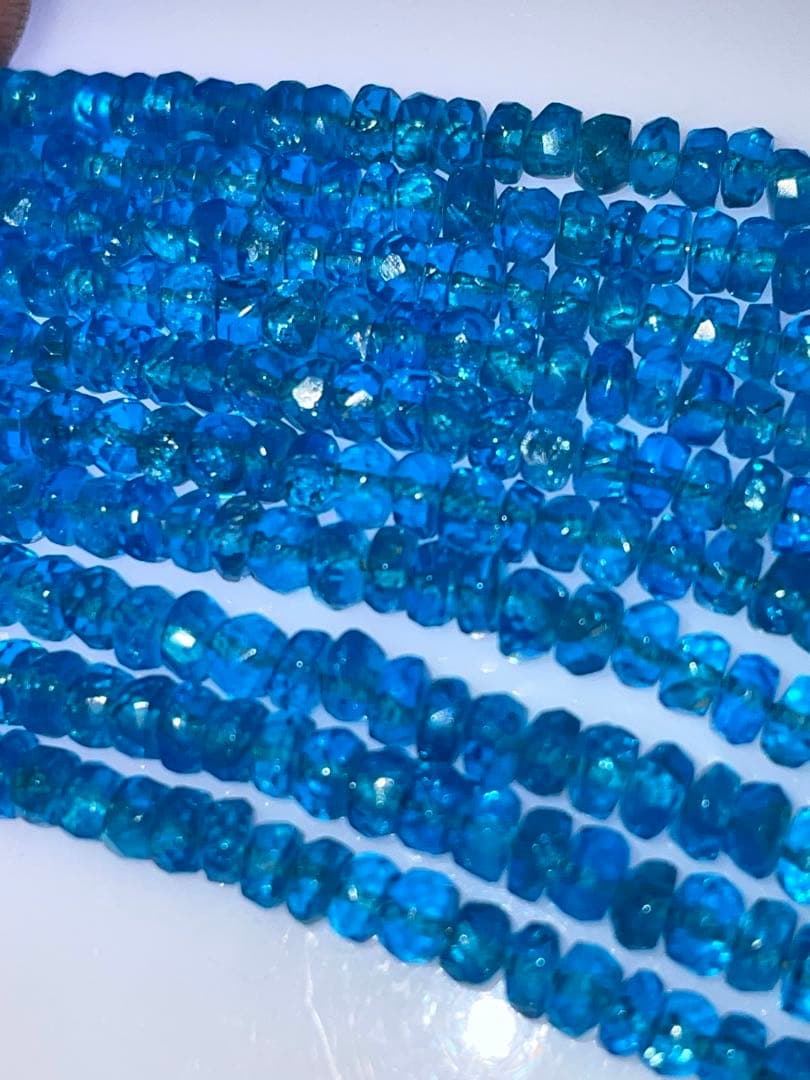 ネオンブルーアパタイト 宝石質ファセットビーズ連材セット