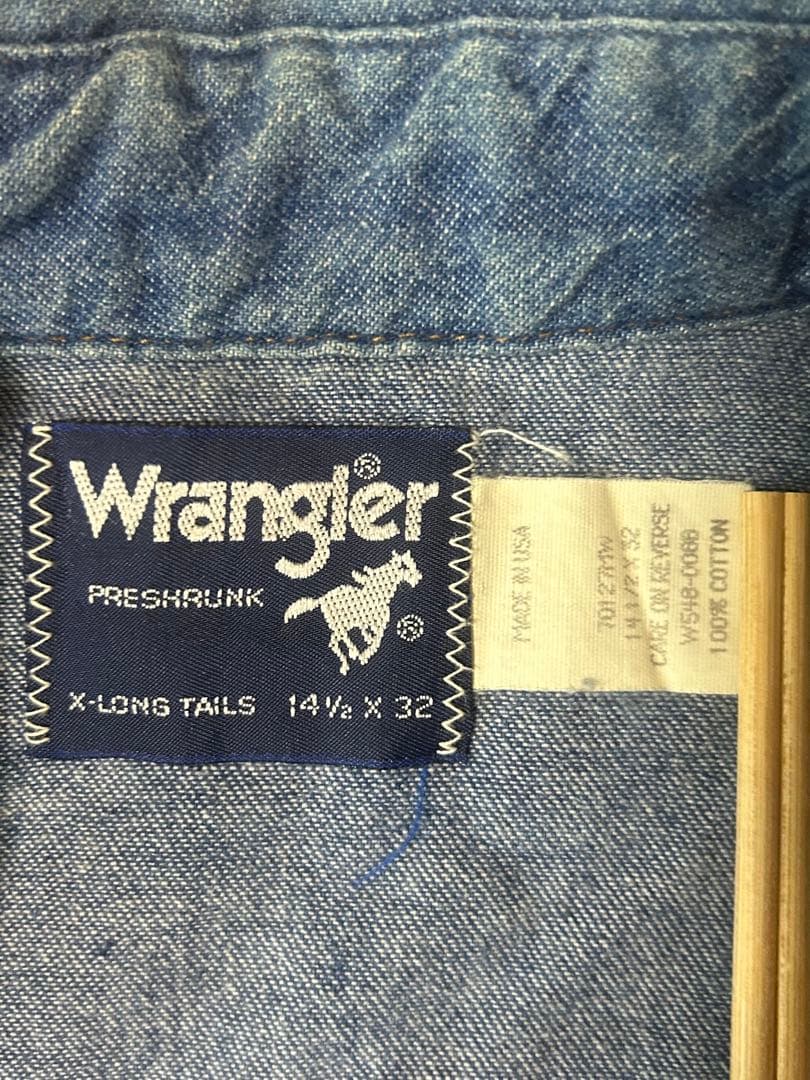 Wrangler デニム ウエスタンシャツ USA製 14 1/2 x 32