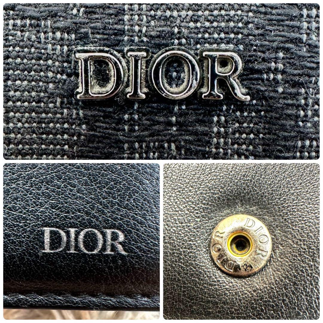 【美品】クリスチャンディオール 二つ折り財布 ブラック キャンバス トロッター