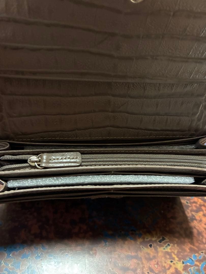 高品質 クロコダイル 二つ折り 長財布 グレー プレゼント クリスマス おしゃれ