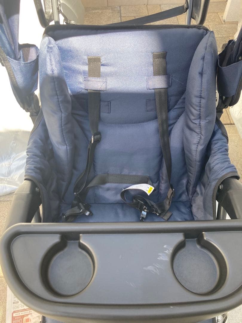 【値下げ中】ベビーカー 二人でゴー カトージ ネイビー 雨よけカバー付き