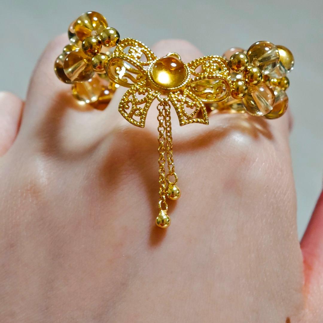 ​【金運・一点物】 シトリンブレスレット 天然石 S925 プリンセスデザイン