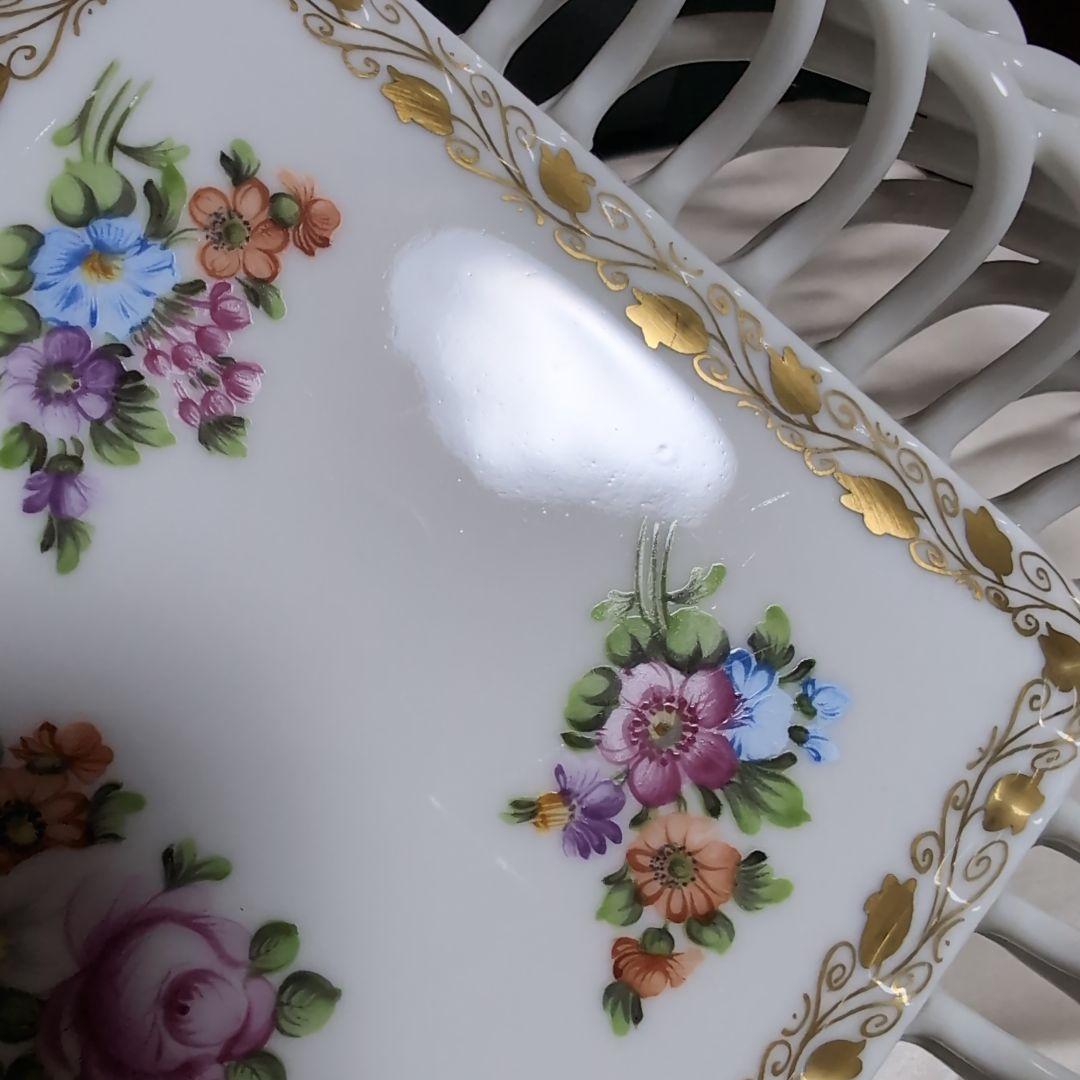 【綺麗♪】　HEREND ヘレンド 透かし編み ヌードルワーク トレイ