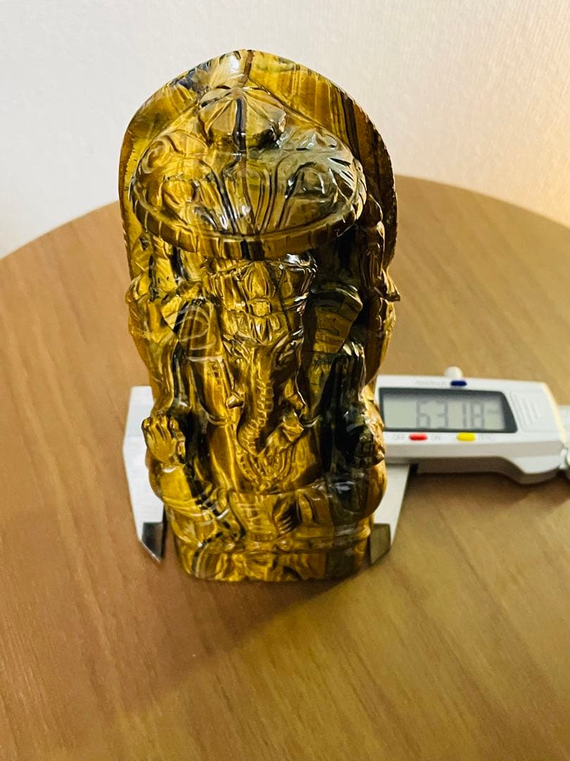 天然石　縁起物　置物　タイガーアイ　ガネーシャ像　パワーストーン　金運