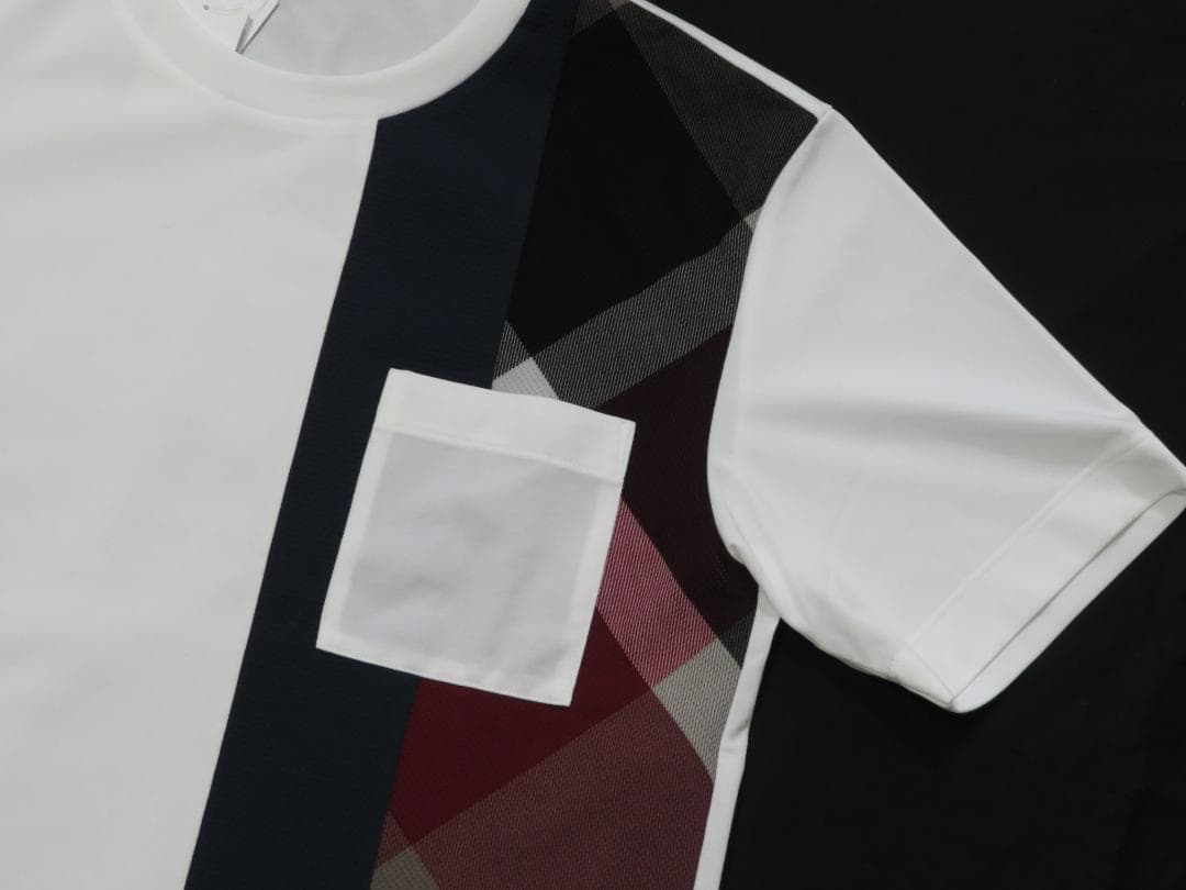 ブラックレーベル クレストブリッジ　半袖チェック柄カットソー　白　Mサイズ