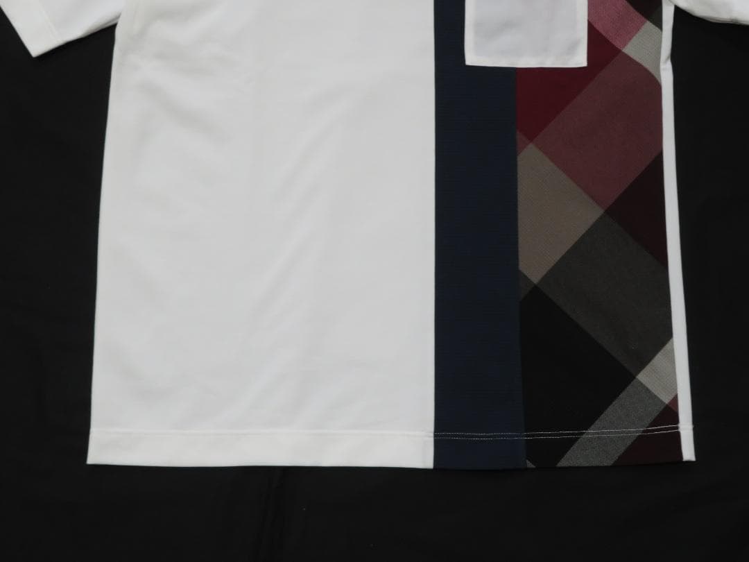 ブラックレーベル クレストブリッジ　半袖チェック柄カットソー　白　Mサイズ