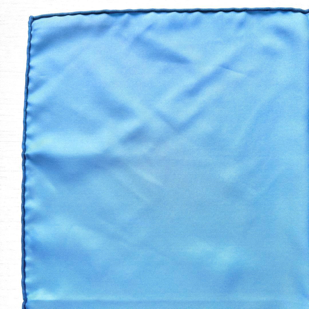 HERMES エルメス 単色 無地 水色 シルク スカーフ フランス製 カレ