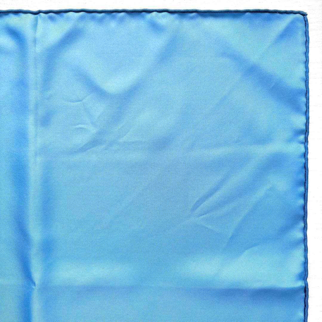 HERMES エルメス 単色 無地 水色 シルク スカーフ フランス製 カレ