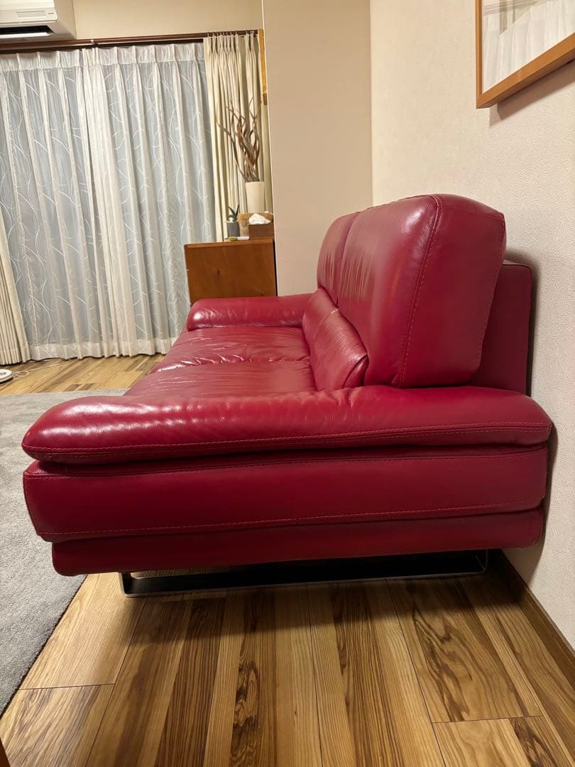 【★Y2K♡グランジ♪⭐︎SHOP★】　ソファ　本革　ワインレッド