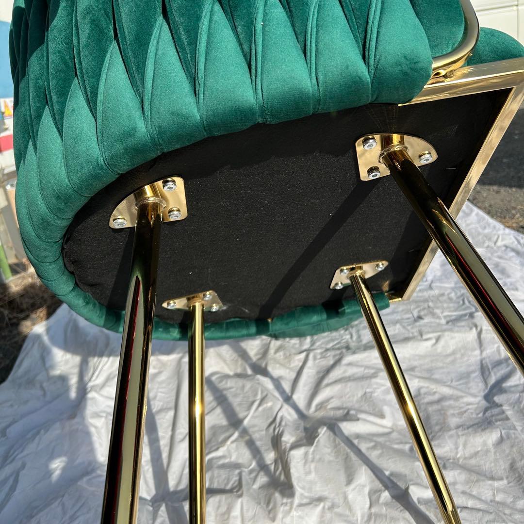 チェアのみ　ダークグリーン ベルベット 1人掛けソファ　オットマン